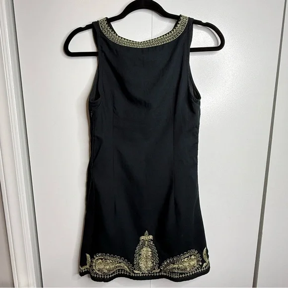 Free People Black Dress with Gold Embroidery and sequins size 2 - Picture 9 of 14